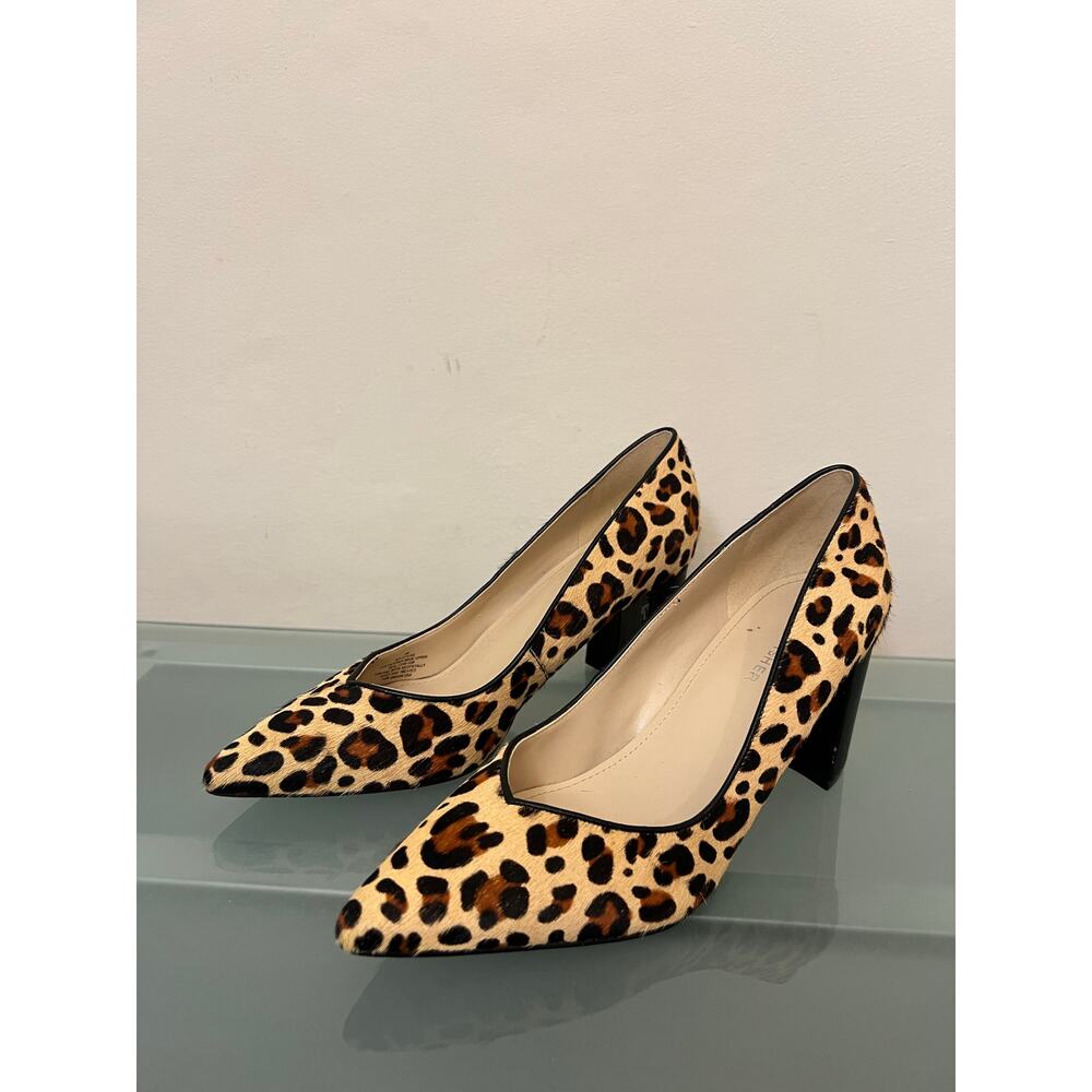 Marc Fisher MF Caitlin 5 women's 8 block heel pumps shoes calf hair leopard dyed